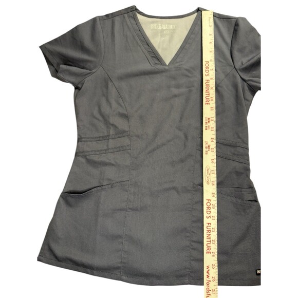 Grey’s Anatomy Modern Classic Fit V-Neck Scrub Top Granite Small 3 Pockets 41452 - Picture 6 of 9